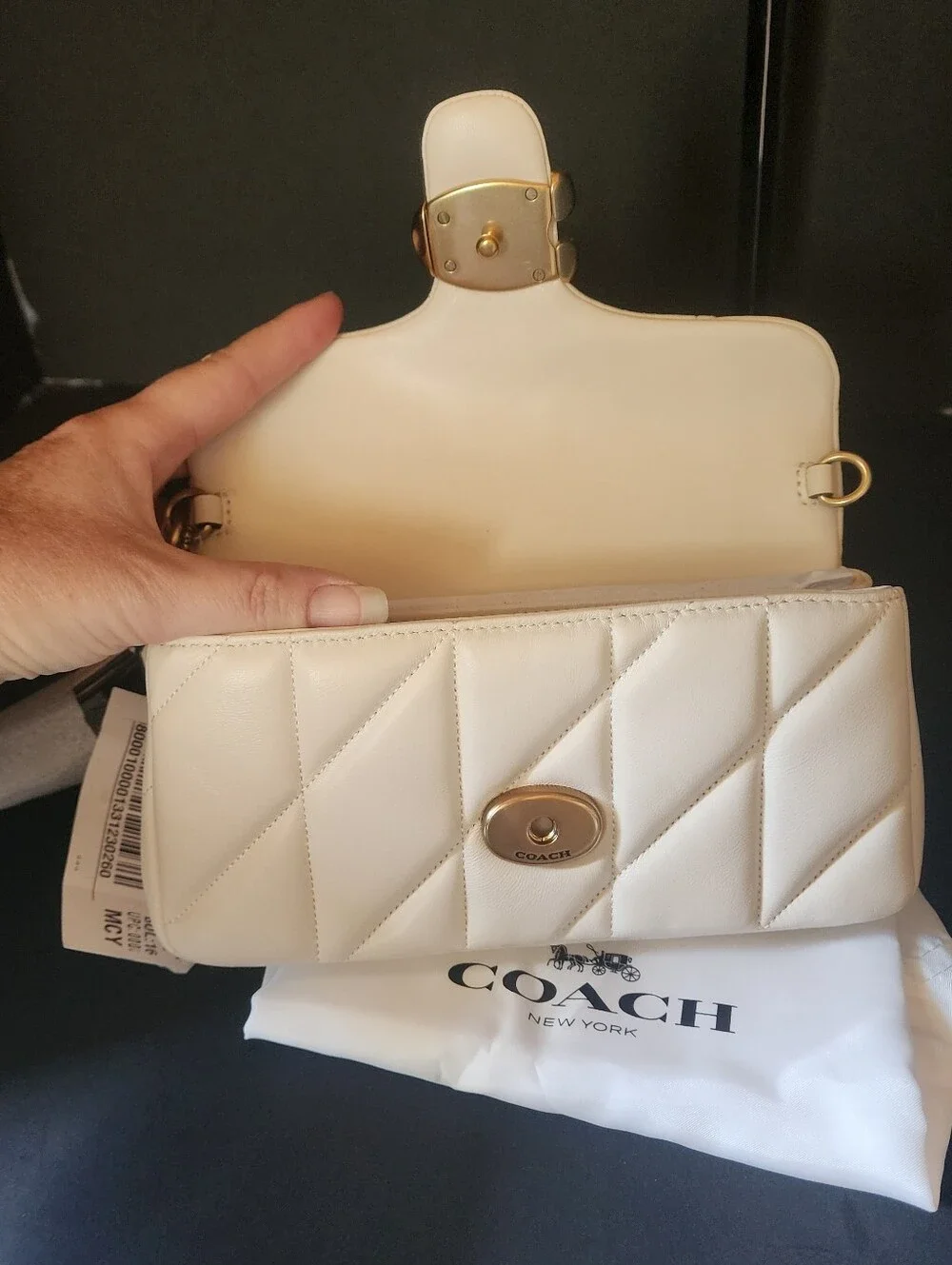 NWT Coach Quilted Tabby 19 In Chalk (Missing Chain Strap)
